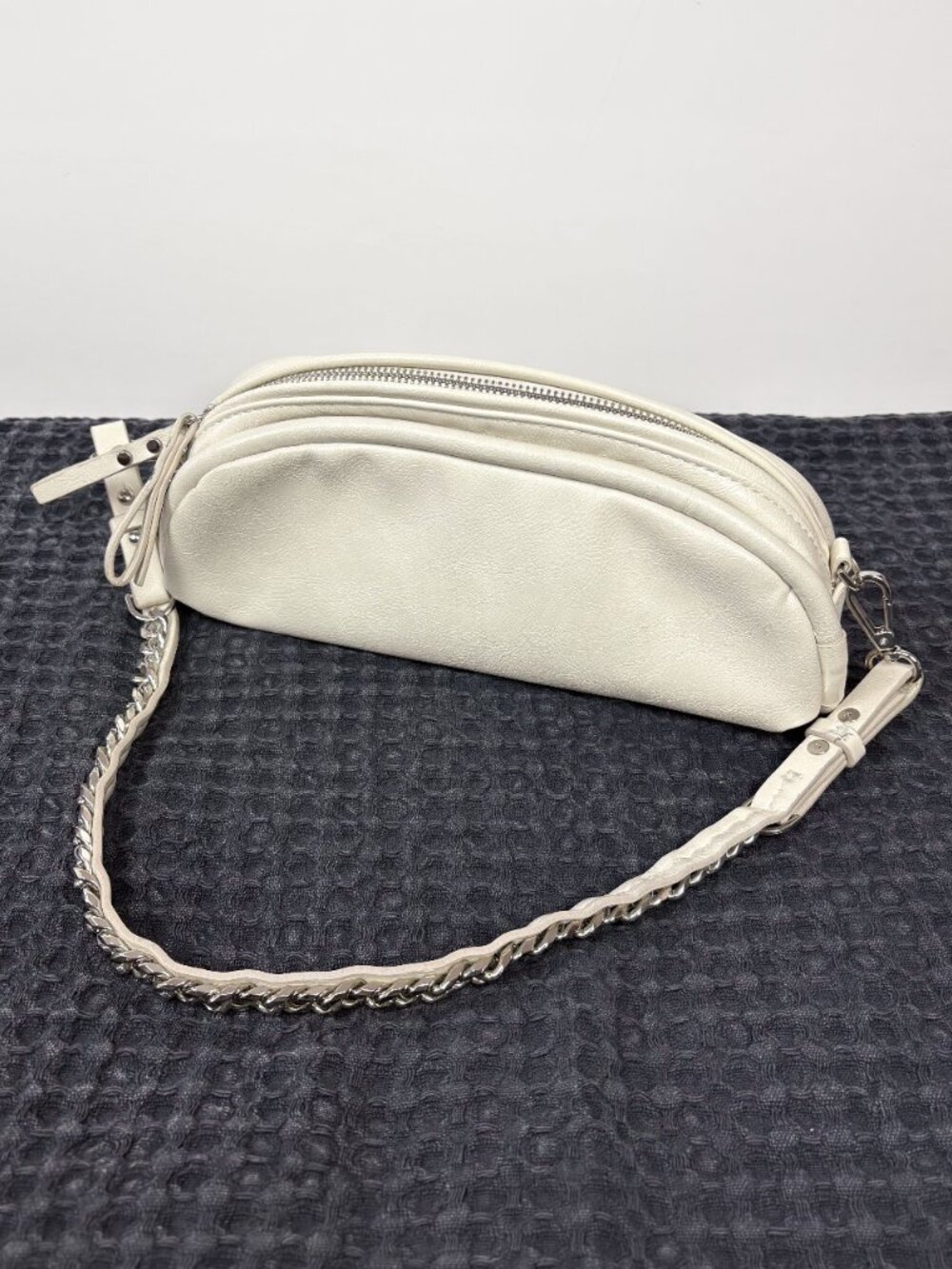 Zara Moon Shoulder Silver Chain Mini Bag Off White Purse Handbag